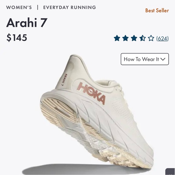 NEW IN BOX Hoka One Arahi 7 Rose Gold Blanc de Blanc Womens Size 8 - Picture 8 of 12